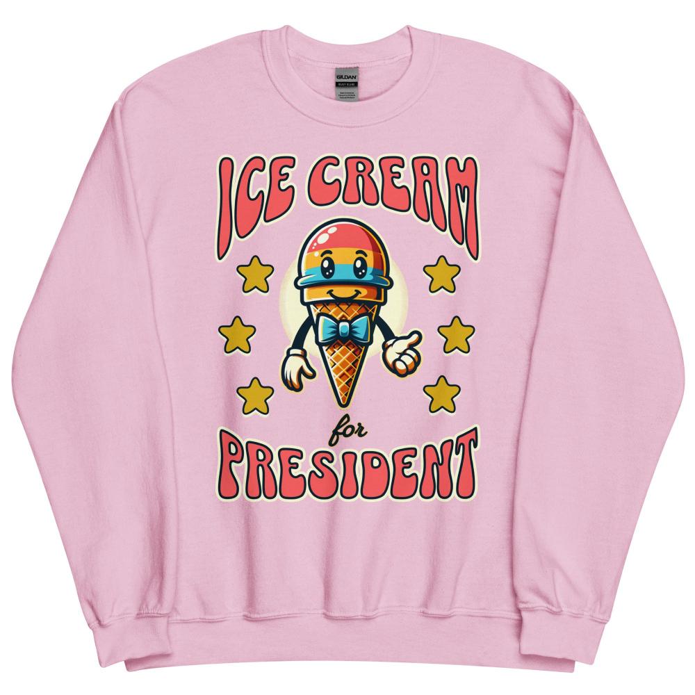 Ice Cream For President Sweatshirt - Light Pink Color - https://ascensionemporium.net